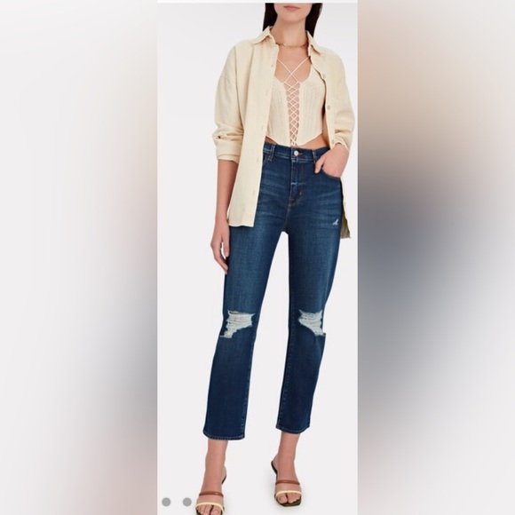 L’Agence Shane Distressed Slouchy Straight Jeans High Rise Medium Wash Size 26 - Picture 11 of 11